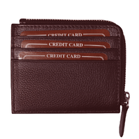 Универсальный футляр для кредитных карт и монет (картхолдер) leather Hill на молнии горизонтальный из натуральной кожи, коричневый