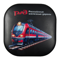 Кабель зарядный выдвижной USB Wingle Print Sample "Железные дороги" 3-в-1 на Lightning, Micro-USB, Type-C «U50» 2,4 A, Quick Charge с подставкой для телефона, квадратный, черный