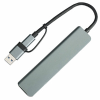 USB-хаб STEM 7 в 1, серый, алюминий