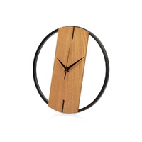Деревянные часы с металлическим ободом «Time Wheel», натуральный/черный