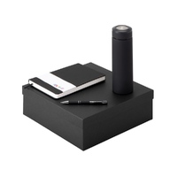 Подарочный набор "Color it" с блокнотом, металлической ручкой и термосом, черный