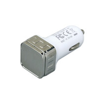 Квадратная автомобильная зарядка на 2 USB-порта, серебристый