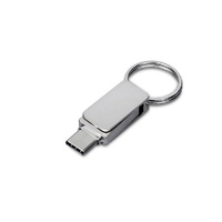 USB 2.0- флешка «Mercury» на 16 Гб с поворотным механизмом и дополнительным разъемом Type-C, серебристый