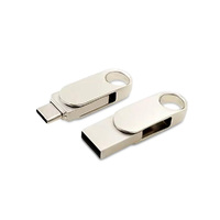 USB 2.0- флешка «Uranium» на 16 Гб с поворотным механизмом и дополнительным разъемом Type-C, серебристый