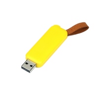 USB 2.0- флешка промо на 4 Гб прямоугольной формы, выдвижной механизм, желтый