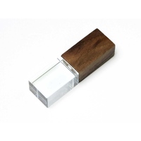 USB 2.0- флешка на 64 Гб прямоугольной формы, коричневый/прозрачный с белой подсветкой