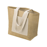 Сумка Jute джутовая с широким дном и карманом, натуральный