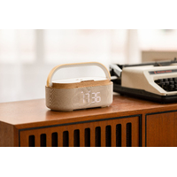 Bluetooth стерео-колонка "Smart Band" 10Вт (2х5Вт) с беспроводным (15W) ЗУ, лампой, часами, FM радио, бежевый