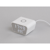 Настольные часы "Smart Clock" с беспроводным (15W) зарядным устройством, будильником и термометром, белый