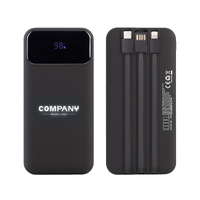 Зарядное (22.5W) устройство "Grade SOFTTOUCH" 10000 mAh с подсветкой логотипа, встроенными кабелями и цифровым индикатором заряда, черный