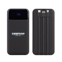 Зарядное (22.5W) устройство "Top Grade SOFTTOUCH" 20000 mAh с подсветкой логотипа, встроенными кабелями и цифровым индикатором заряда, черный