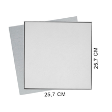 Коробка подарочная Solution Superior Alfa Linen под индивидуальную вырубку, серебро, 25,7x25,7x2,8 см, бежевый ложемент