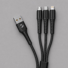 Дата-кабель Armor 3 в 1: micro USB, USB-C, Ligthning, 1.2м, черный