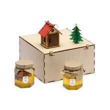 Подарочный набор «Decoration Deluxe» с двумя видами меда, натуральный, зеленый, красный