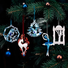 Набор елочных игрушек: Елка желаний, Рождественский снегирь, Огненная коза, Балерина, Белая береза, синий/белый/красный