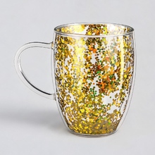 Кружка с двойными стенками с блестками «Festival», прозрачный/золотистый