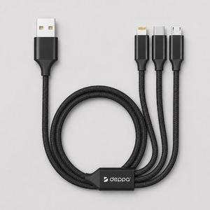 Дата-кабель 3 в 1: micro USB, USB-C, Ligthning, алюминий, 1.2м