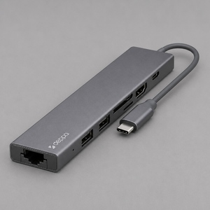 USB Type-C хаб 7-в-1, HDMI, Power Delivery, 2xUSB 3.0, RJ45, microSD/SD