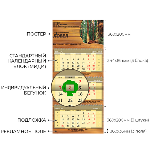 календарь квартальный с индивидульным бегунком_Размер