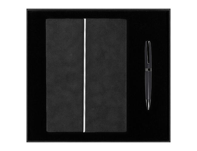 Набор подарочный Solution Prestige Duo, (Ежедневник в суперобложке Country Galaxy Nuba A5+, Ручка шариковая матовая Prime), черный