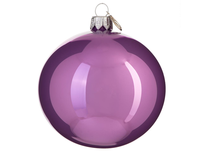 Шар новогодний 8 см, Сиреневый с серебром