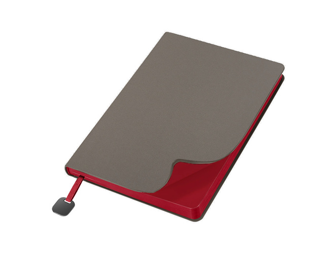 Ежедневник Flexy Velours de Soie Color А5, темно-серый-красный, недатированный, в гибкой обложке