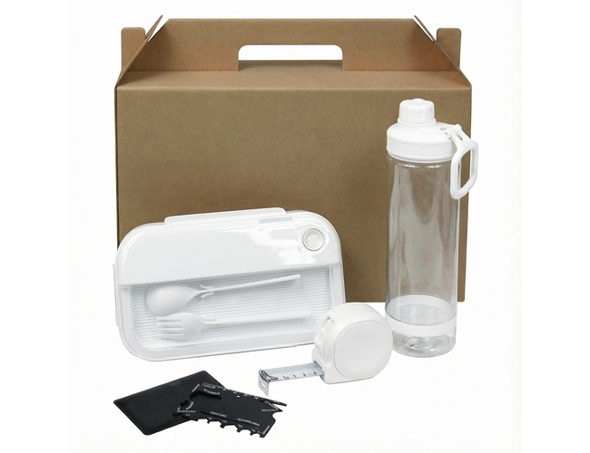 Набор подарочный Solution Everyday Kit Quattro (мультитул, рулетка, ланч бокс, бутылка для воды), белый