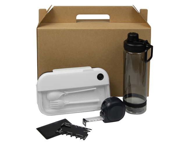 Набор подарочный Solution Everyday Kit Quattro (мультитул, рулетка, ланч бокс, бутылка для воды), черный