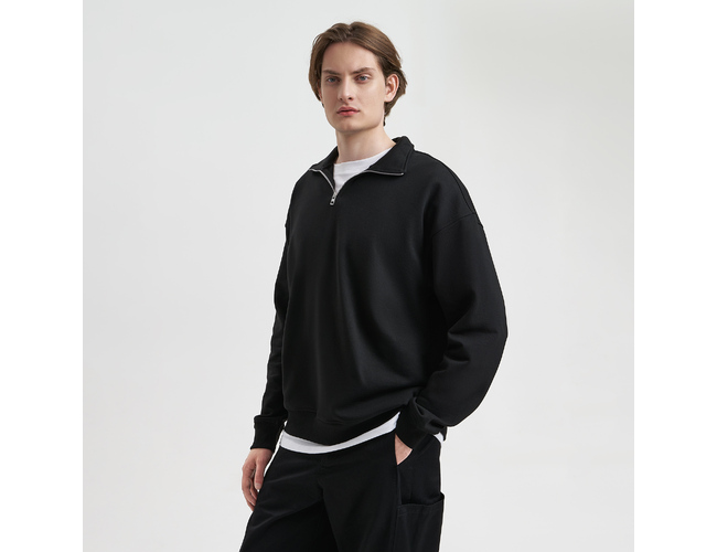 Толстовка на молнии унисекс Флоу (Flow), черная, размер 3XL/4XL