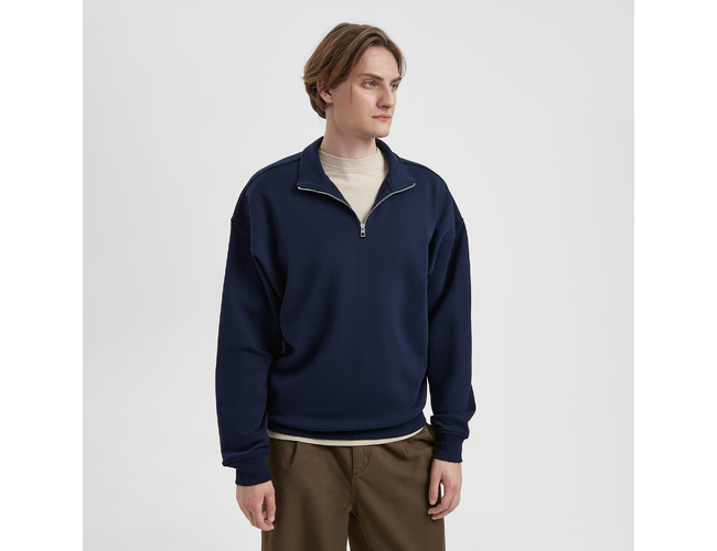 Толстовка на молнии унисекс Флоу (Flow), темно-синяя, размер 3XL/4XL