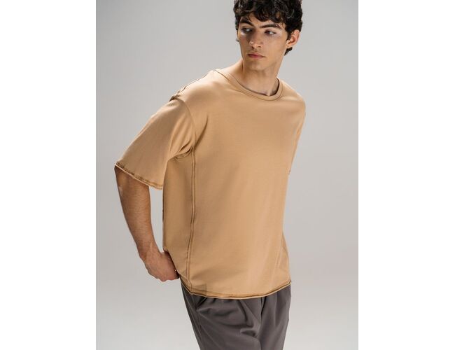 Футболка оверсайз унисекс Vozduh, бежевая, размер XS/S