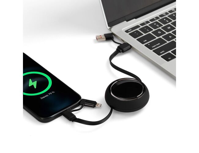 Складной кабель с переходниками pocketCoil, черный