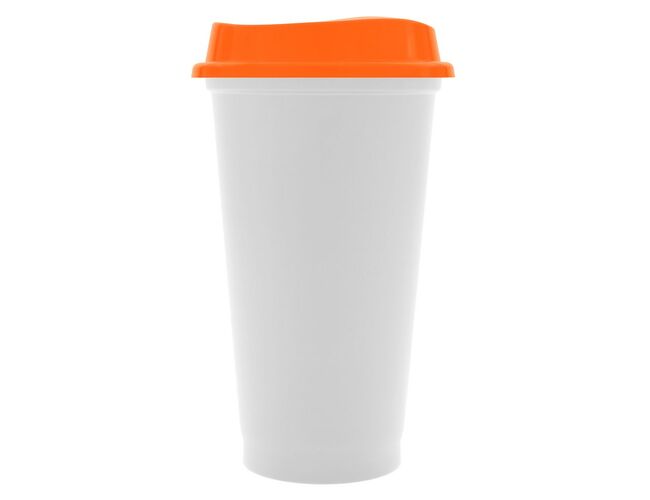 Стакан с крышкой Color Cap White, белый с оранжевым