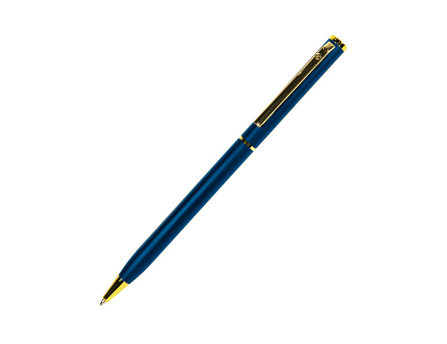 SLIM, ручка шариковая, синий/золотистый, металл