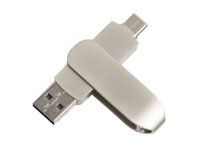 USB flash-карта CIRCLE OTG Type-C (8Гб), серебристая, 6,5х1,5х0,82 см, металл