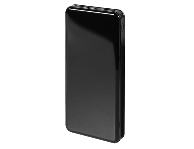 Универсальный аккумулятор Sleek 10 (10000 мАч), черный, 14х6.8х1,5 см