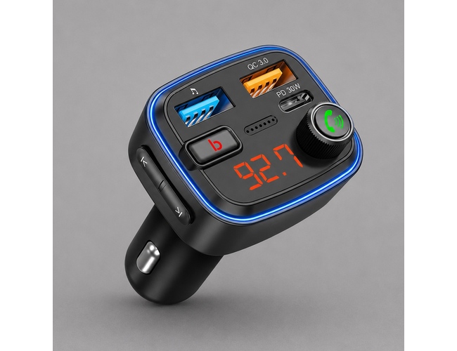 FM-трансмиттер Wave Pro, QC/PD, LED, 48Вт, ENC, Bass boost, черный