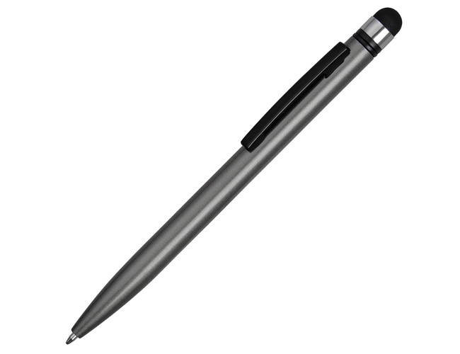 Ручка-стилус металлическая шариковая «Poke», серый/черный