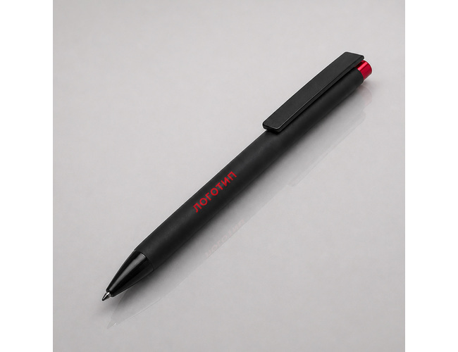 Ручка металлическая шариковая «Taper Metal» soft-touch, черный, красный