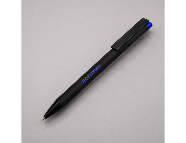 Ручка металлическая шариковая «Taper Metal» soft-touch, черный, синий