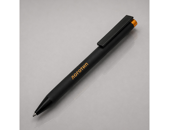 Ручка металлическая шариковая «Taper Metal» soft-touch, черный, оранжевый