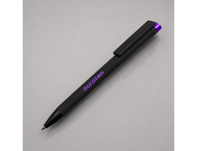 Ручка металлическая шариковая «Taper Metal» soft-touch, черный, фиолетовый