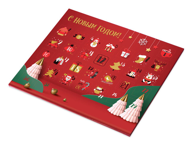 Шоколадный адвент-календарь «Festive», красный