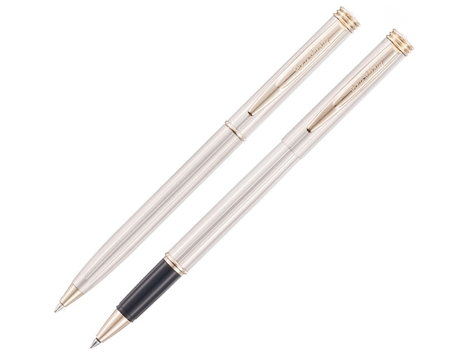 Набор «Pen and Pen»: ручка шариковая, ручка-роллер, серебристо-бежевый