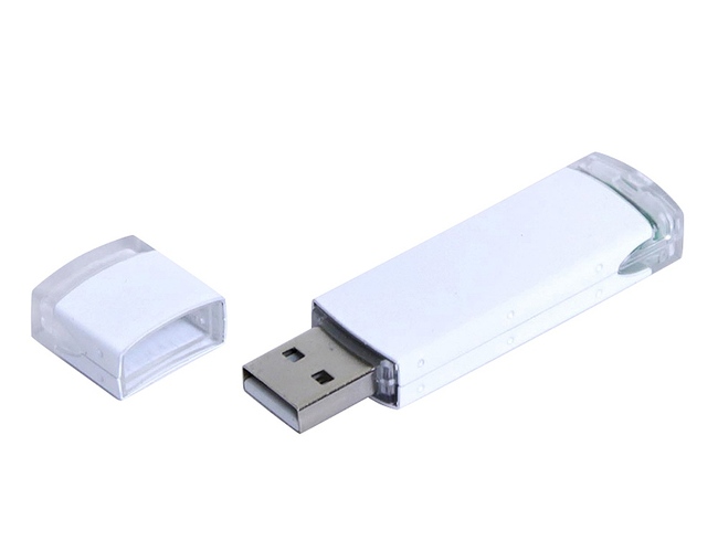 USB 2.0- флешка промо на 16 Гб прямоугольной классической формы, белый