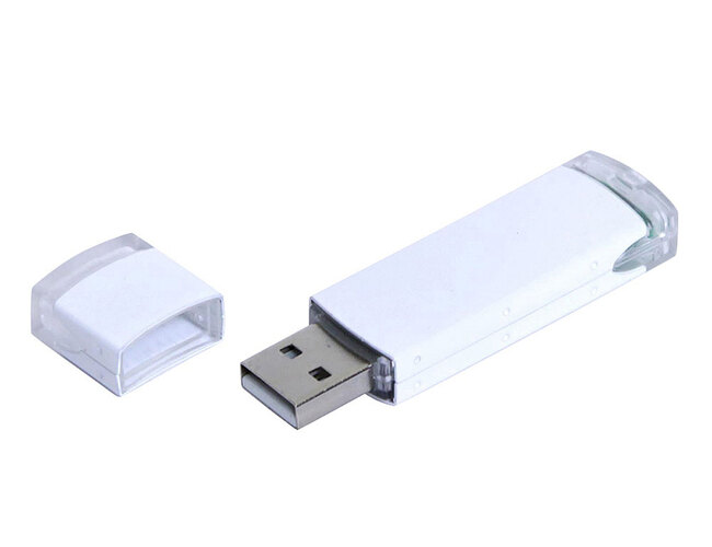 USB 2.0- флешка промо на 4 Гб прямоугольной классической формы, белый