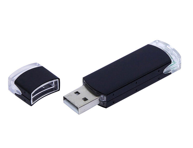USB 2.0- флешка промо на 4 Гб прямоугольной классической формы, черный