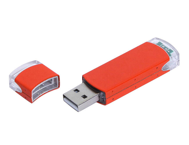 USB 2.0- флешка промо на 4 Гб прямоугольной классической формы, оранжевый