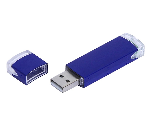 USB 2.0- флешка промо на 64 Гб прямоугольной классической формы, синий
