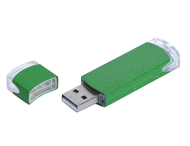 USB 2.0- флешка промо на 64 Гб прямоугольной классической формы, зеленый